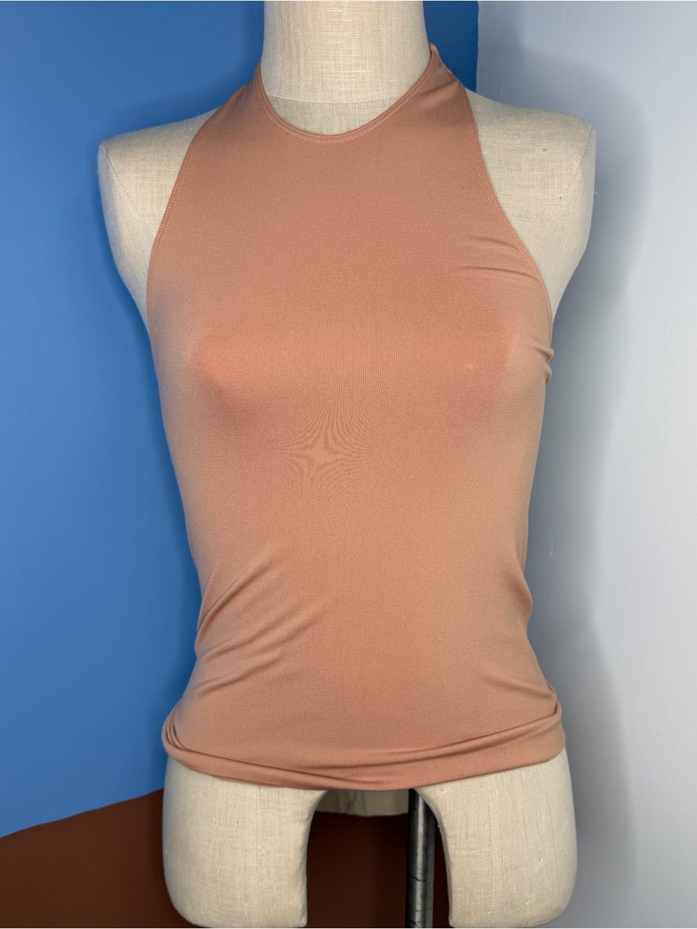 Free People Intimately Nude Beige High Neck Halter Top Size M/L NWT